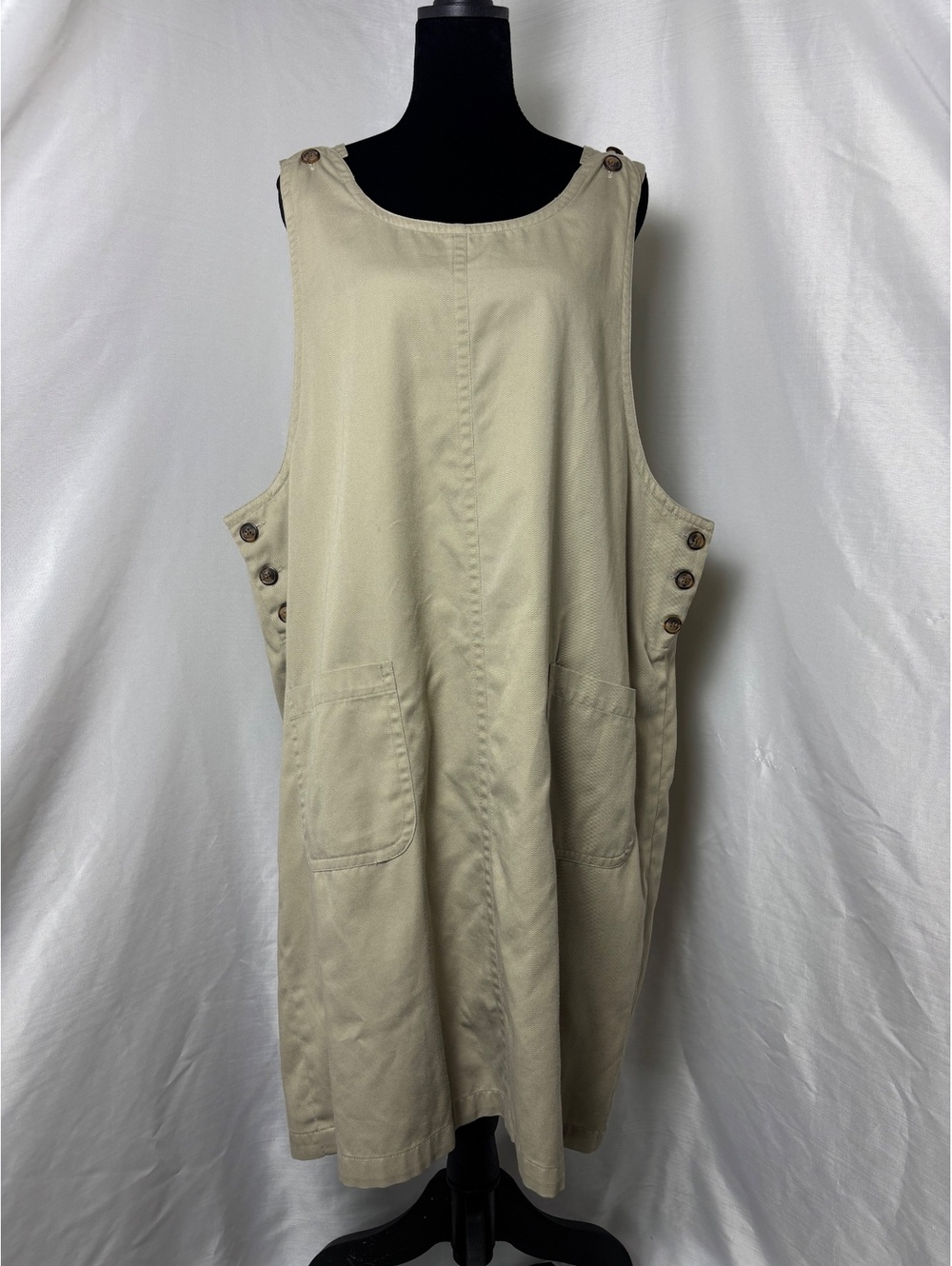 Vintage Khaki Karen Scott Pinafore Dress Size XL